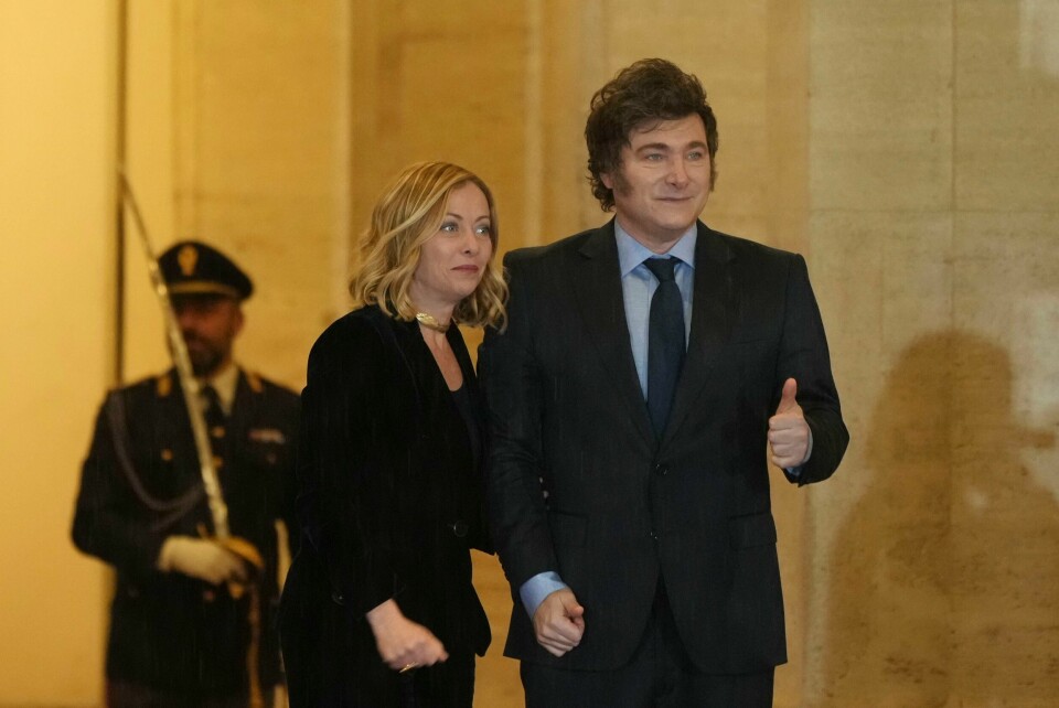 Italias statsminister Giorgia Meloni sammen med Argentinas president Javier Milei. Italias statsminister Giorgia Meloni sammen med Argentinas president Javier Milei. Foto: Alessandra Tarantino / AP / NTB