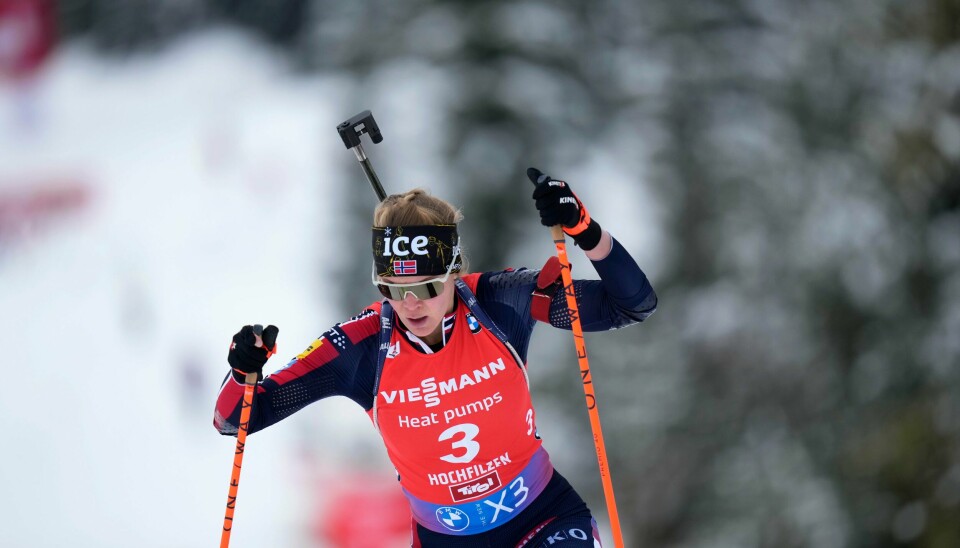 Det skar seg på siste skyting for Karoline Knotten på jaktstarten. Det skar seg på siste skyting for Karoline Knotten på jaktstarten. Foto: Matthias Schrader / AP / NTB