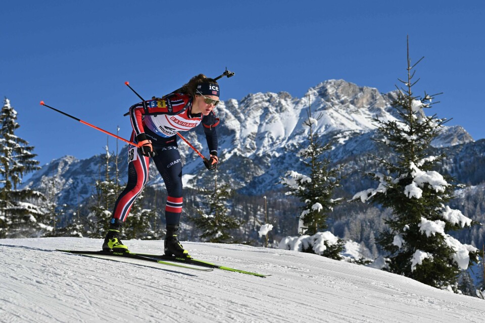 Karoline Knotten i aksjon i Hochfilzen fredag. Karoline Knotten i aksjon i Hochfilzen fredag.
