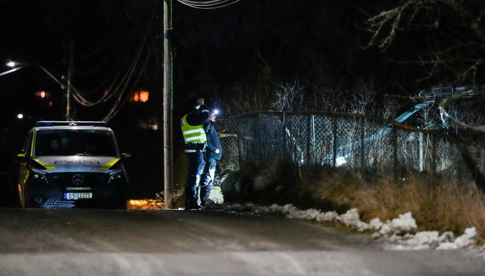 Politiet gjør undersøkelser ved stedet der to personer ble funnet døde i Ski lørdag. Politiet tror de er drept og har pågrepet en kvinne. Politiet gjør undersøkelser ved stedet der to personer ble funnet døde i Ski lørdag. Politiet tror de er drept og har pågrepet en kvinne. Foto: Terje Bendiksby / NTB
