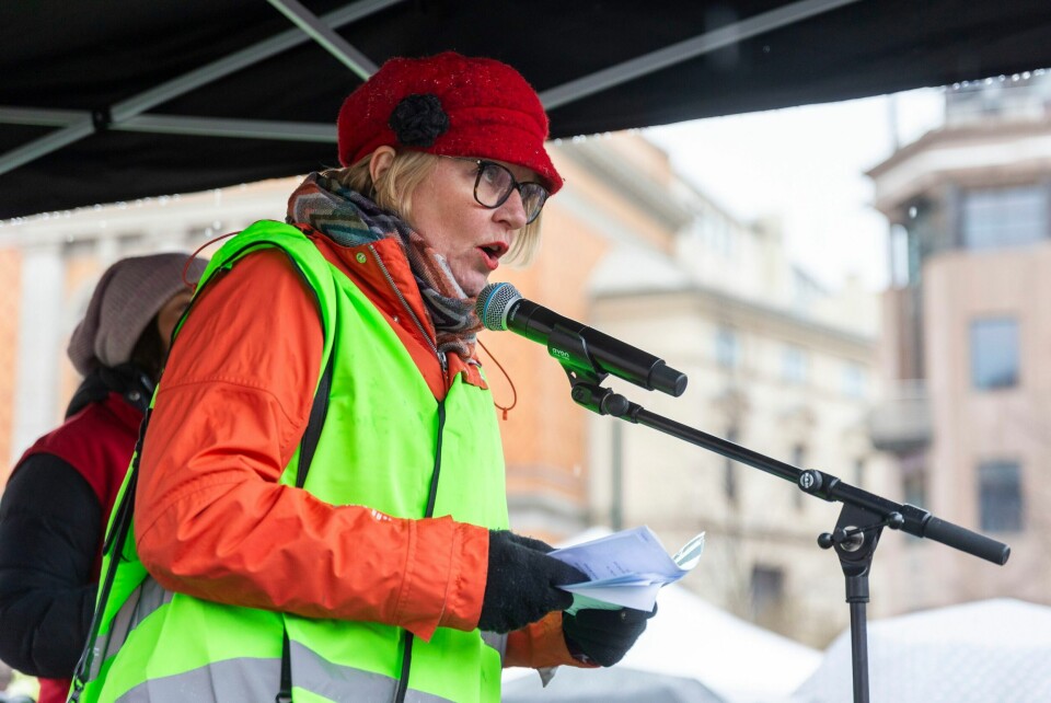 Leder av LO i Oslo, Ingunn Gjerstad, inviterer folk og faner fra hele landet til aksjon under NHOs årskonferanse på nyåret. Leder av LO i Oslo, Ingunn Gjerstad, inviterer folk og faner fra hele landet til aksjon under NHOs årskonferanse på nyåret. Foto: Frederik Ringnes / NTB