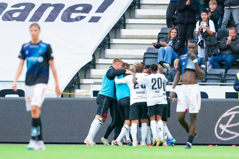 Odd jubler for Torgeir Børvens scoring. Odd jubler for Torgeir Børvens scoring.Foto: Beate Oma Dahle / NTB