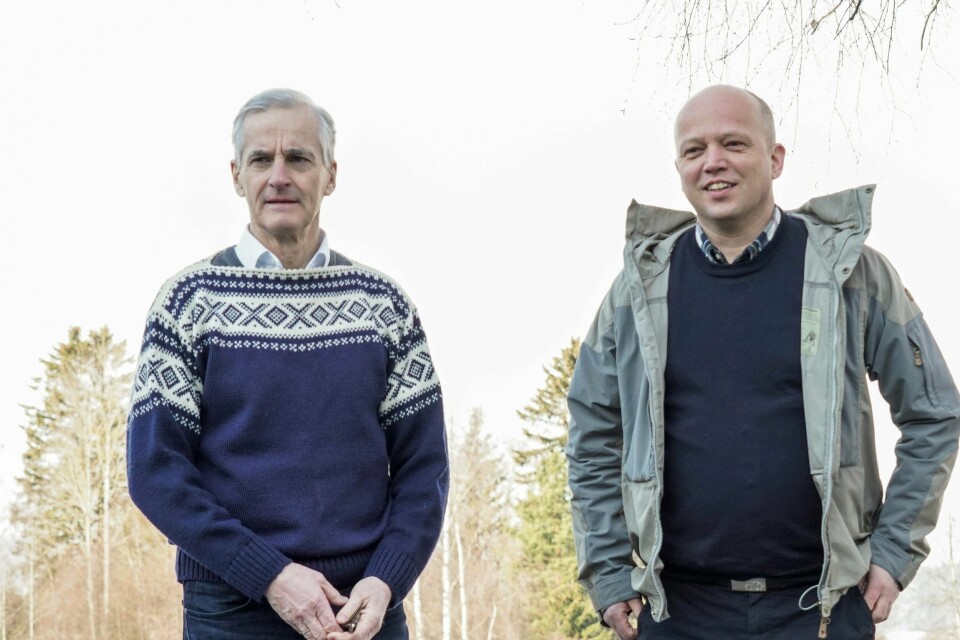 Statsminister Jonas Gahr Støre (Ap) og finansminister Trygve Slagsvold Vedum (Sp) holder pressekonferanse før regjeringen starter arbeidet med budsjettet for 2023. Statsminister Jonas Gahr Støre (Ap) og finansminister Trygve Slagsvold Vedum (Sp) holdt mandag pressekonferanse før regjeringens budsjettkonferanse. Foto: Ole Berg-Rusten / NTB