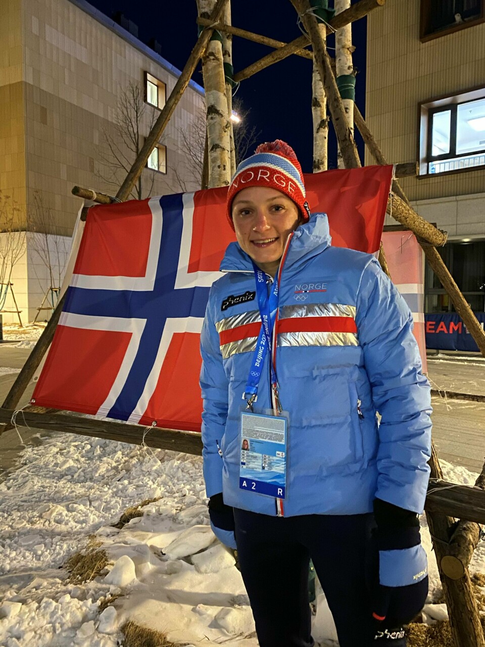 Langrennsløper Maiken Caspersen Falla blir norsk flaggbærer under åpningen av Beijing 2022 fredag 4. februar. Langrennsløper Maiken Caspersen Falla blir norsk flaggbærere under åpningen av Beijing 2022 fredag 4. februar.Foto: Norges skiforbund / NTB