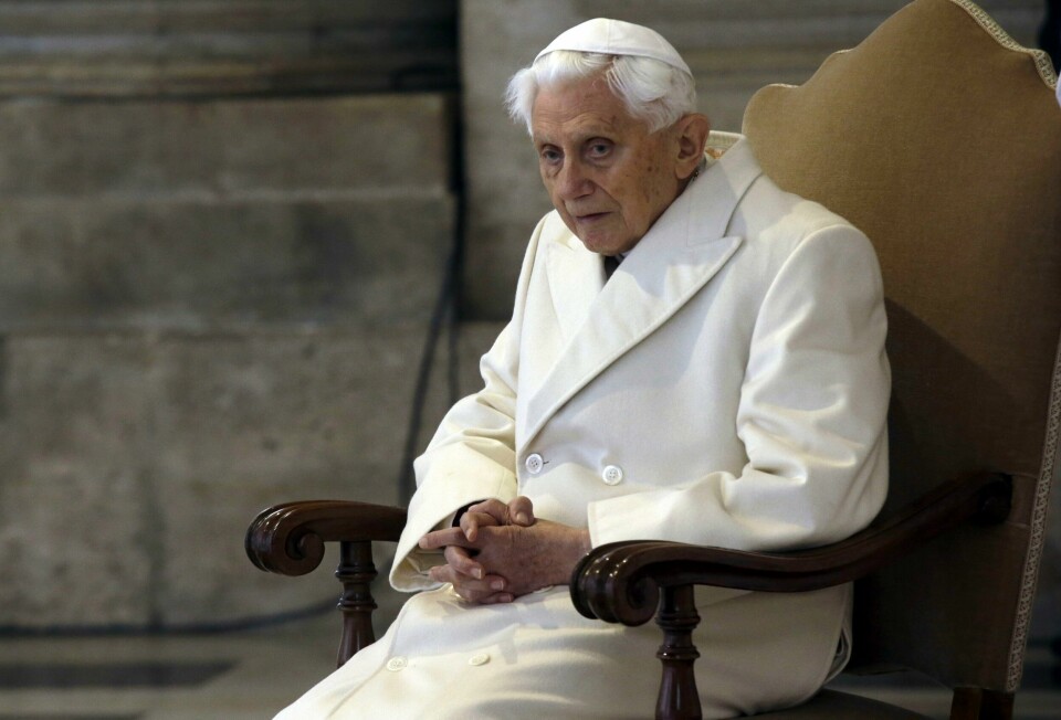 Den tidligere paven Benedikt XVI ber om tilgivelse for overgrep begått av prester i Den katolske kirken mens han var erkebiskop i München på 1970- og 1980-tallet. Arkivfoto Den tidligere paven Benedikt XVI ber om tilgivelse for overgrep begått av prester i Den katolske kirken mens han var erkebiskop i München på 1970- og 1980-tallet. Arkivfoto: Gregorio Borgia / AP / NTB