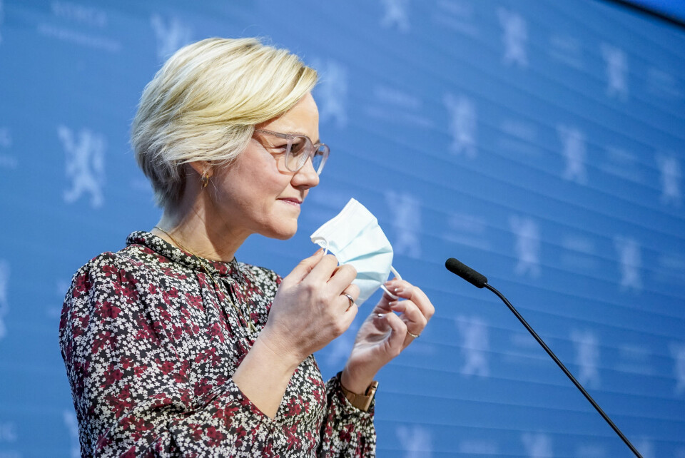 Helse og omsorgsminister Ingvild Kjerkol (Ap). Ingvild Kjerkol (Ap) under pressekonferansen om koronasituasjonen tirsdag. Foto: Håkon Mosvold Larsen / NTB