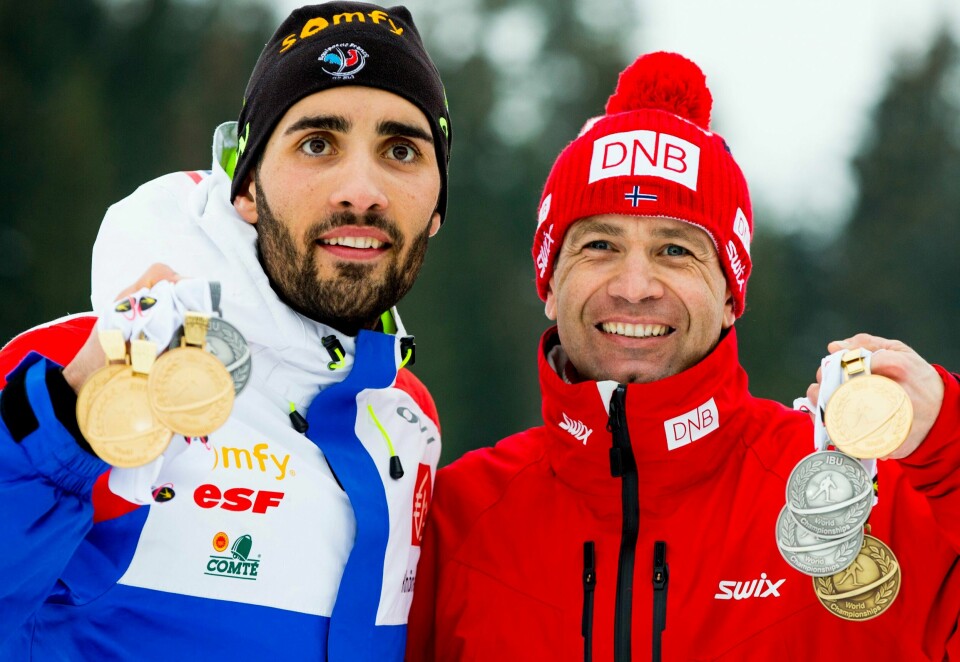 Martin Fourcade og Ole Einar Bjørndalen med medaljene de vant i Oslo-VM i 2016. Fourcade etterfølger nå Bjørndalen som utøverrepresentant i IOC. Foto: Vegard Wivestad Grøtt / NTB Martin Fourcade og Ole Einar Bjørndalen med medaljene de vant i Oslo-VM i 2016. Fourcade etterfølger nå Bjørndalen som utøverrepresentant i IOC. Foto: Vegard Wivestad Grøtt / NTB