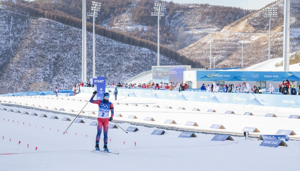 Marte Olsbu Røiseland går over målstreken i et OL-renn for sannsynligvis siste gang. Marte Olsbu Røiseland går over målstreken i et OL-renn for sannsynligvis siste gang. Foto: Torstein Bøe / NTB