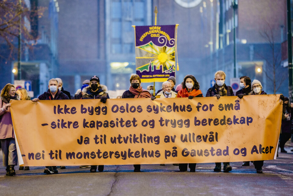 Marianne Borgen har markert seg som en motstander av å legge ned Ullevål sykehus. Her fra en demonstrasjon tidligere i februar. F.v. leder i Oslo legeforening Kristin Hovland, Bjørn Wølstad-Knudsen, leder i Fagforbundet Sykehus og Helse i Oslo, Jan Bøhler (Sp), ordfører i Oslo, Marianne Borgen, Carl I. Hagen og Åse Kleveland under Folkeaksjonen Redd Ullevål sykehus sin markering utenfor Stortinget over motstand mot Helse sør-øst sine fremtidsutsikter for Oslo universitetssykehus. Foto: Stian Lysberg Solum / NTB