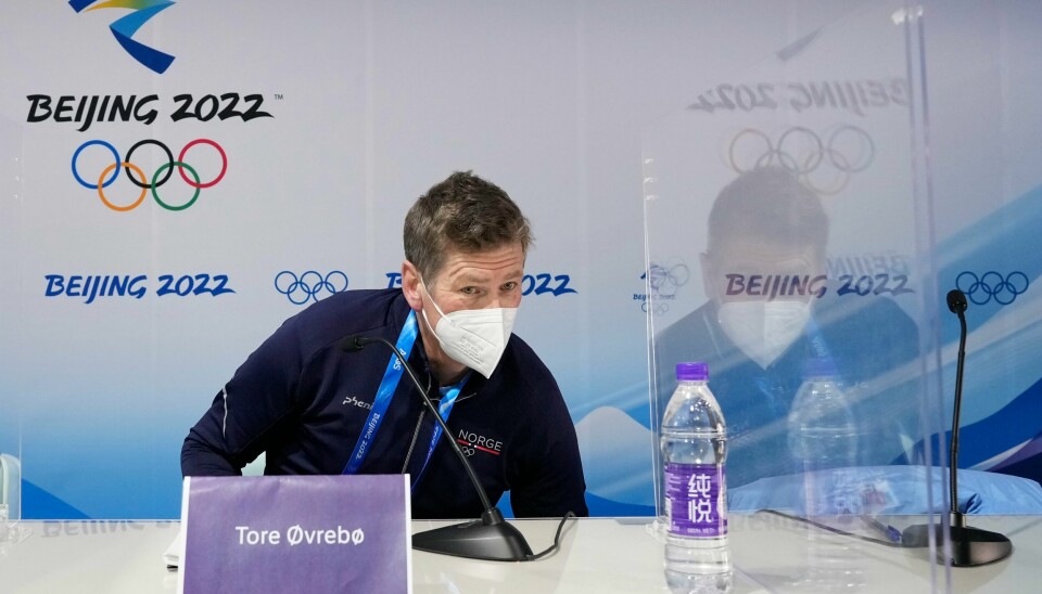 Toppidrettssjef Tore Øvrebø under et pressetreff i vinter-OL i år. Tore Øvrebø under pressetreffet torsdag i OL-landsbyen Zhangjiakou.Foto: Heiko Junge / NTB