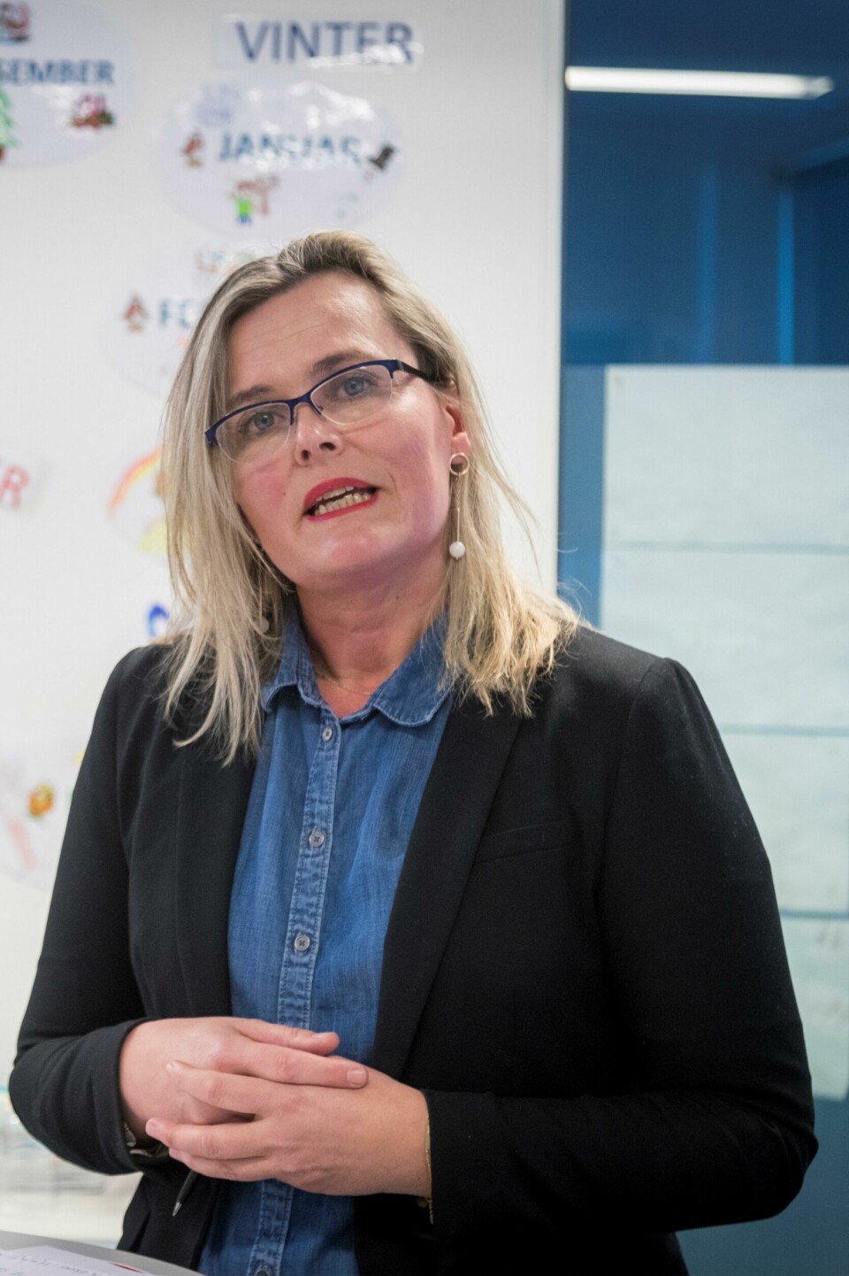 Oslo 20190131.Leder for Arbeiderpartiets oppvekstutvalg Cecilie Knibe Kroglund presenterer innstillingen til ny oppvekstpolitikk på Nordpolen skole i Oslo torsdag. Innstillingen skal behandles på Arbeiderpartiets landsmøte i april 2019.Foto: Heiko Junge / NTB scanpix Oslo 20190131.
Leder for Arbeiderpartiets oppvekstutvalg Cecilie Knibe Kroglund presenterer innstillingen til ny oppvekstpolitikk på Nordpolen skole i Oslo torsdag. Innstillingen skal behandles på Arbeiderpartiets landsmøte i april 2019.
Foto: Heiko Junge / NTB scanpix