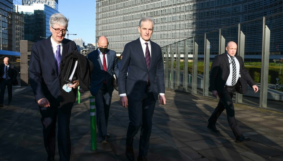 Statsminister Jonas Gahr Støre var onsdag på besøk i Brüssel for møter med EU-toppene. Her er han utenfor EU-kommisjonens hovedkvarter Berlaymont. Statsminister Jonas Gahr Støre var onsdag på besøk i Brüssel for møter med EU-toppene. Her er han utenfor EU-kommisjonens hovedkvarter Berlaymont.