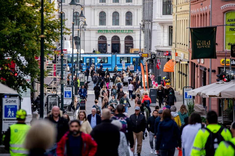 Illustrasjonsbilde fra Karl Johans gate i Oslo. Oslo 20210927. En normal hverdag på Karls Johans gate etter gjenåpningen av Norge i Oslo mandag.Foto: Javad Parsa / NTB