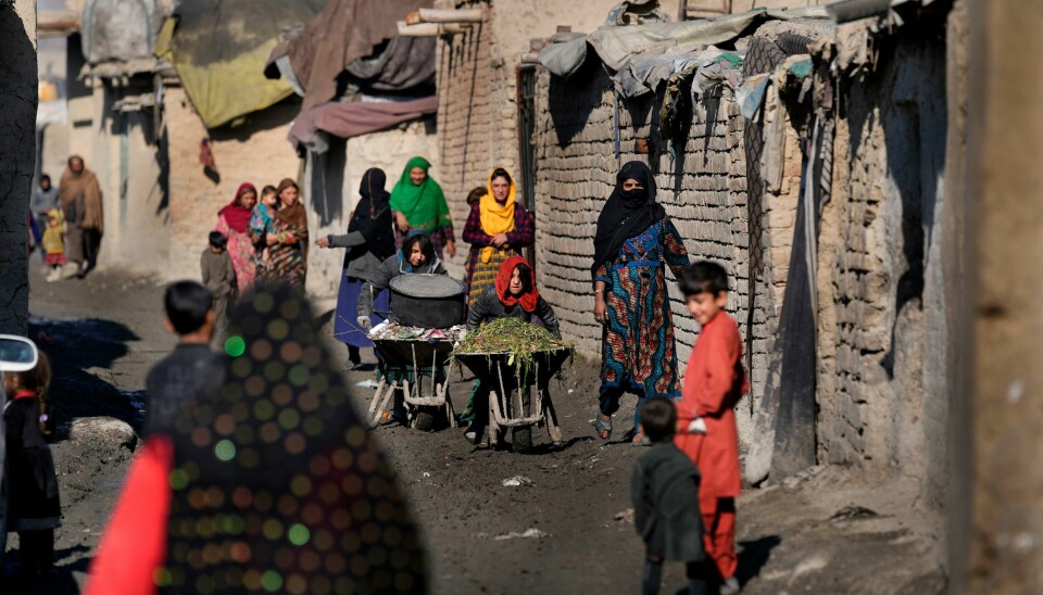 Kvinner og barn går gjennom et av Kabuls fattige nabolag. Over et halvt år etter at Taliban igjen tok makta i landet, har mange kvinner rykket tilbake til start, sier aktivist. Kvinner og barn går gjennom et av Kabuls fattige nabolag.