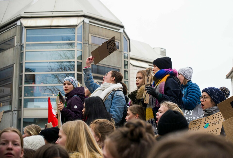 Bildet er fra klimastreiken i Stavanger i mars.