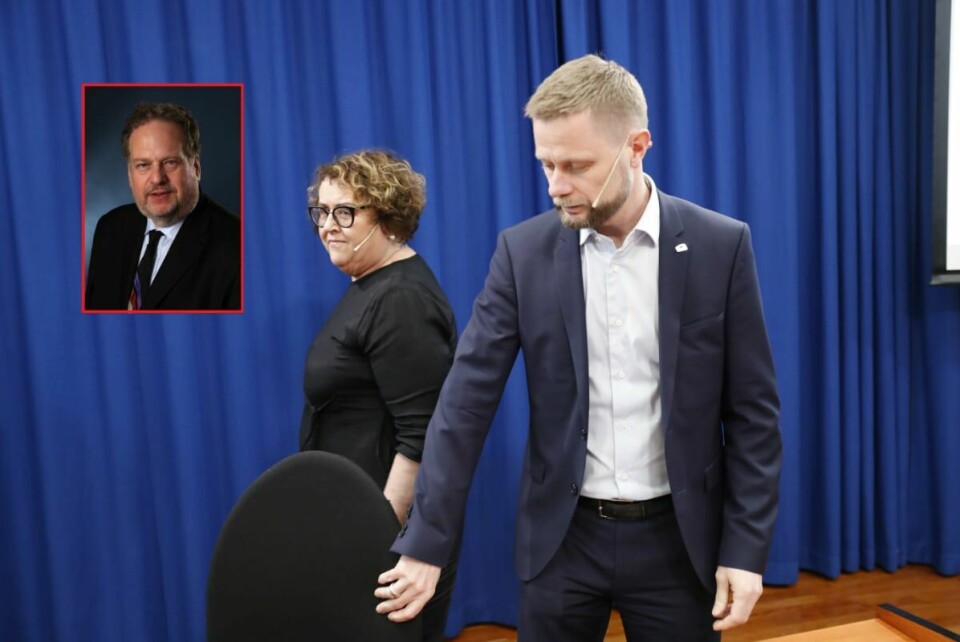 Helseminister Bent Høie (H) og fungerende partileder i KrF Olaug Bollestad presenterte regjeringens forslag om foreslåtte endringer i abortloven på en pressekonferanse 19. februar. Innfelt: Professor Mark I. Evans.