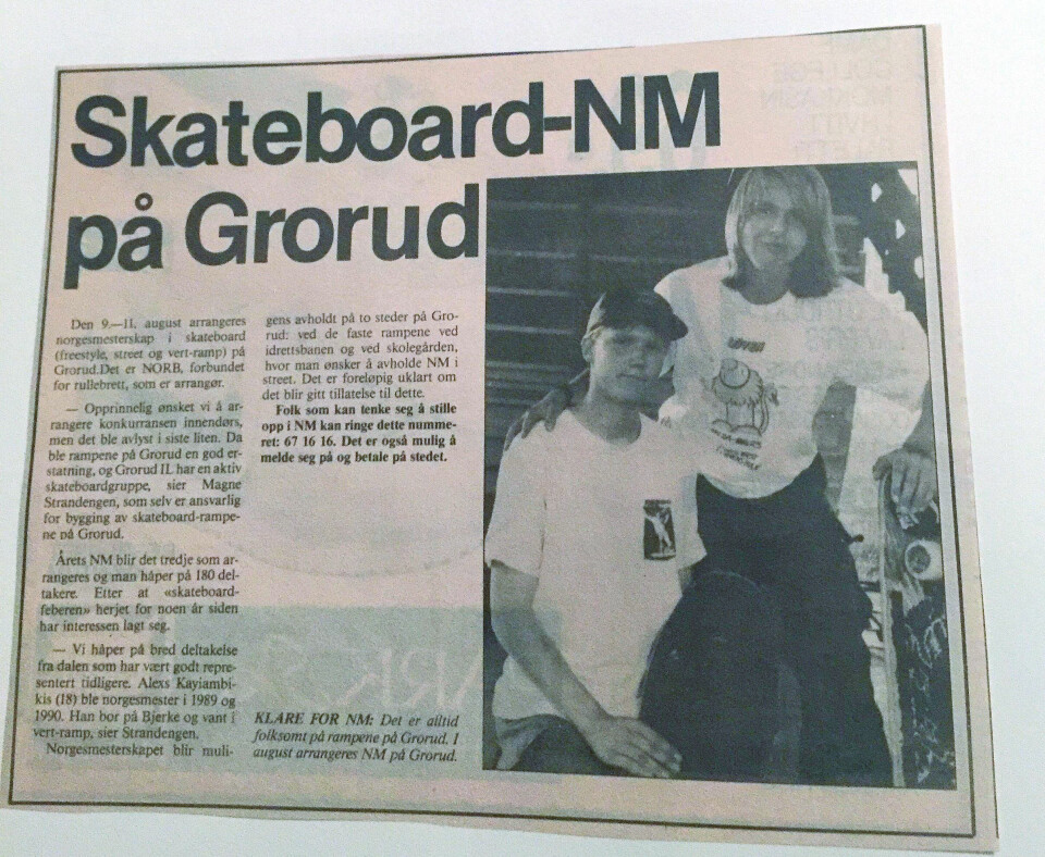 Stian Linnes sammen med Thomas Langren før NM på Grorud i 1991.(Groruddalen (faksimile) ) Stian Linnes sammen med Thomas Langren før NM på Grorud i 1991.