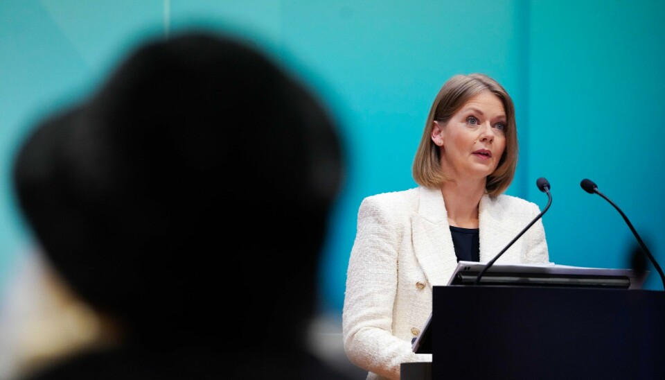Sentralbanksjef i Norges Bank, Ida Wolden Bache, etter rentebeslutningen torsdag. Ida Wolden Bache