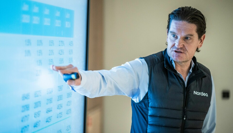 Sjeføkonom Kjetil Olsen i Nordea Markets. Sjeføkonom Kjetil Olsen i Nordea Markets heller kaldt vann i årene til dem som håper på lavere rente. Foto: Ole Berg-Rusten / NTB