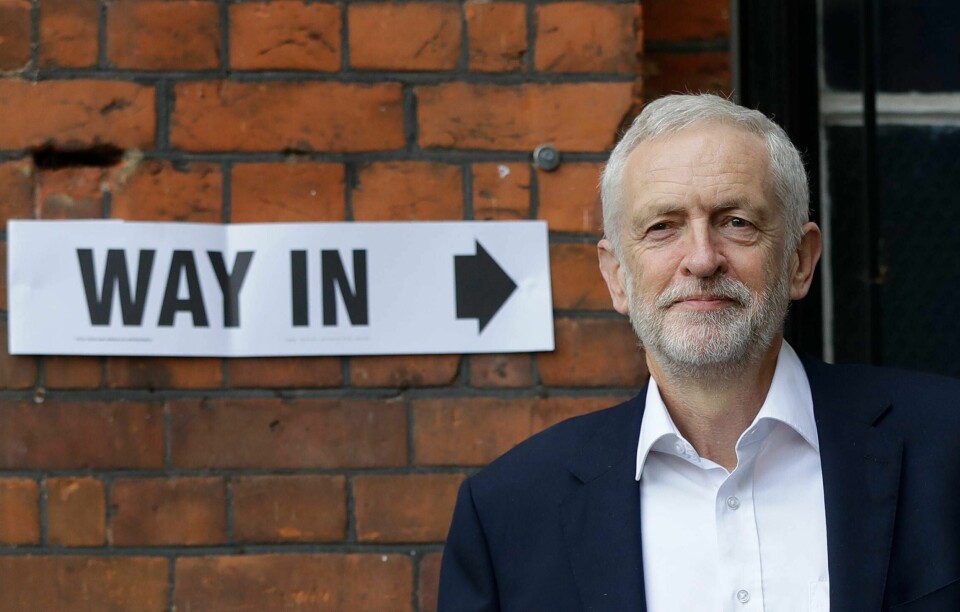Jeremy Corbyn leader of Britain's opposition Labour Party leaves a polling station after voting in the European Elections in London, Thursday, May 23, 2019. (AP Photo/Kirsty Wigglesworth)