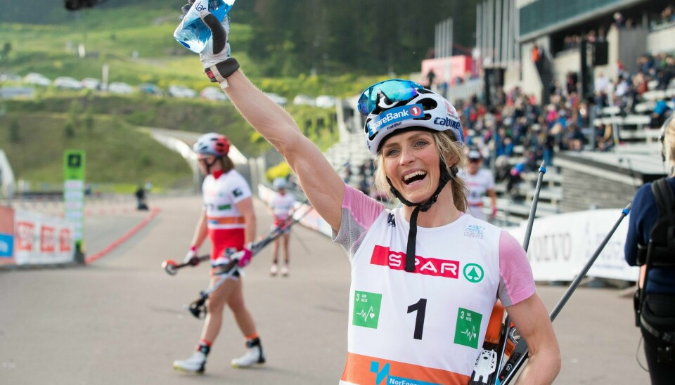 Therese Johaug best også på rulleski torsdag.