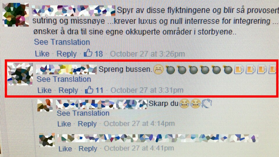 Dette postet 49 åringen på Facebook i forbindelse med saken om syriske flyktninger i Sverige, som ikke ville gå av en buss, ved et midlertidig asylmottak i Lima i Dalarna. Dermed fikk han politiet på besøk og nå skal saken også opp i Stavanger tingrett.
