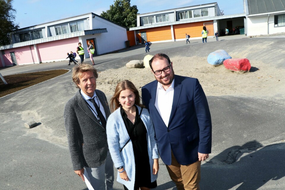 Flertallspartiene får en avgjørelse i 100 millioner kroners klassen på Madlamark. Fra venstre Venstres Per A. Thorbjørnsen, Høyres Anne-Kathrine Nygård Bergh og Frps Christian Wedler. FOTO: STEIN ROGER FOSSMO