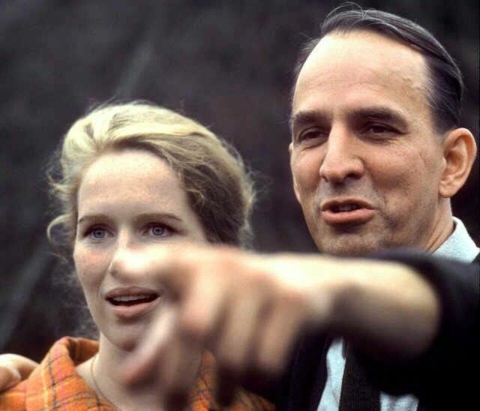 Ingmar Bergman med Liv Ullmann under filminnspilling på 60-tallet. Ullmann var Bergmans samboer mellom 1965 og 1970.