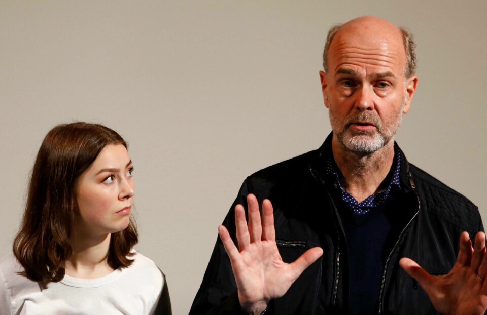 Regissør Erik Poppe og Andrea Berntzen under gårsdagens pressekonferanse i forbindelse med filmen «Utøya 22 juli».