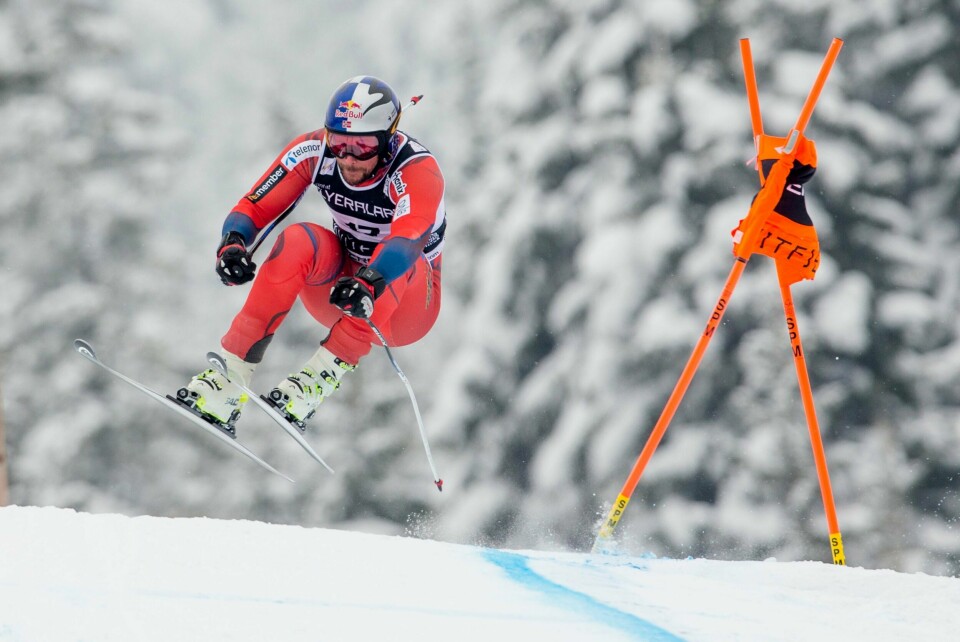 Aksel Lund Svindal i aksjon på trening i Kvitfjell torsdag.