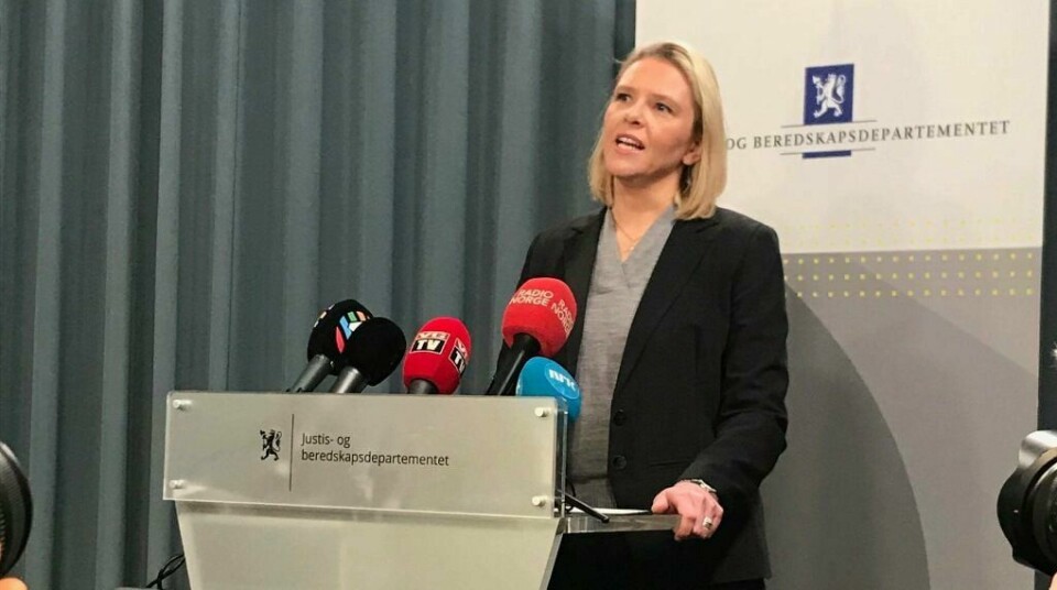 Sylvi Listhaug under pressekonferansen etter sin avgang som justisminister.