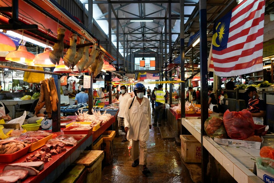 Ett år etter at koronaviruset startet i Wuhan, antas det å ha oppstått da viruset smittet fra dyr til mennesker. Nå advarer WWF om markeder og handel med ville dyr. A man wearing a face mask to help curb the spread of the coronavirus shops at a wet market in downtown Kuala Lumpur, Malaysia, Friday, April 24, 2020. Malaysia, along with neighboring Singapore and Brunei, has banned popular Ramadan bazaars where food, drinks and clothing are sold in congested open-air markets or road-side stalls. The bazaars are a source of key income for many small traders, some who have shifted their businesses online. (AP Photo/Vincent Thian)