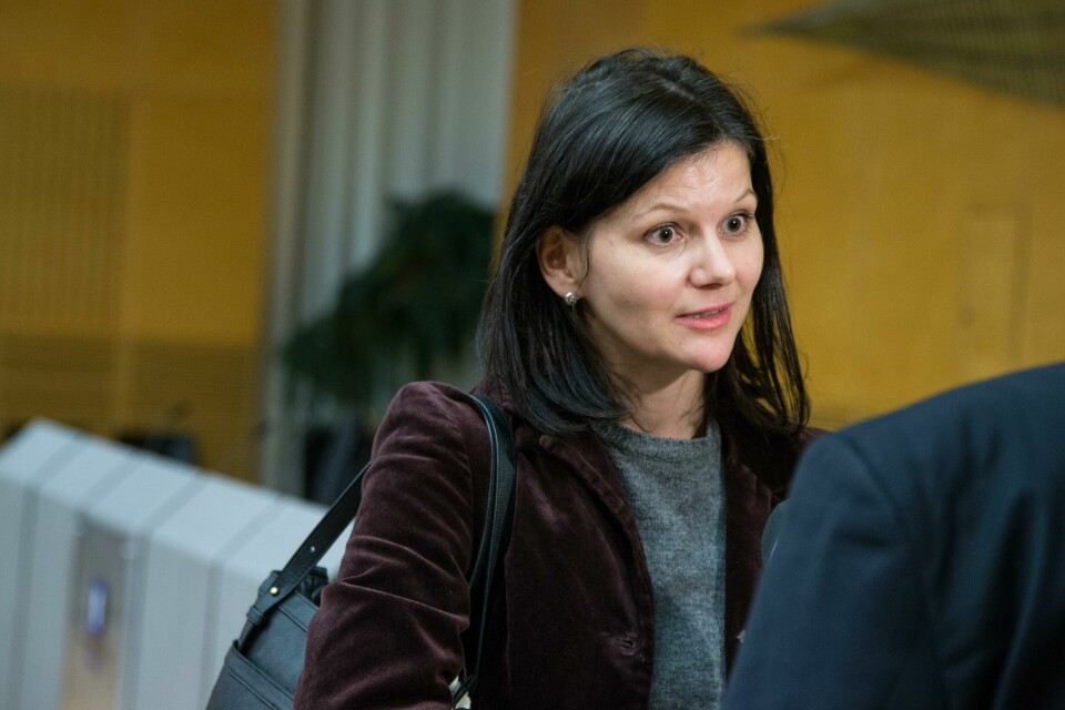 Live Kleveland i Dyrevernalliansen. Oslo 20161104.
Live Kleveland fra Dyrevernalliansen intervjues etter at Melding til Stortinget om pelsdyrnæringen ble lagt fram fredag.
Foto: Audun Braastad / NTB