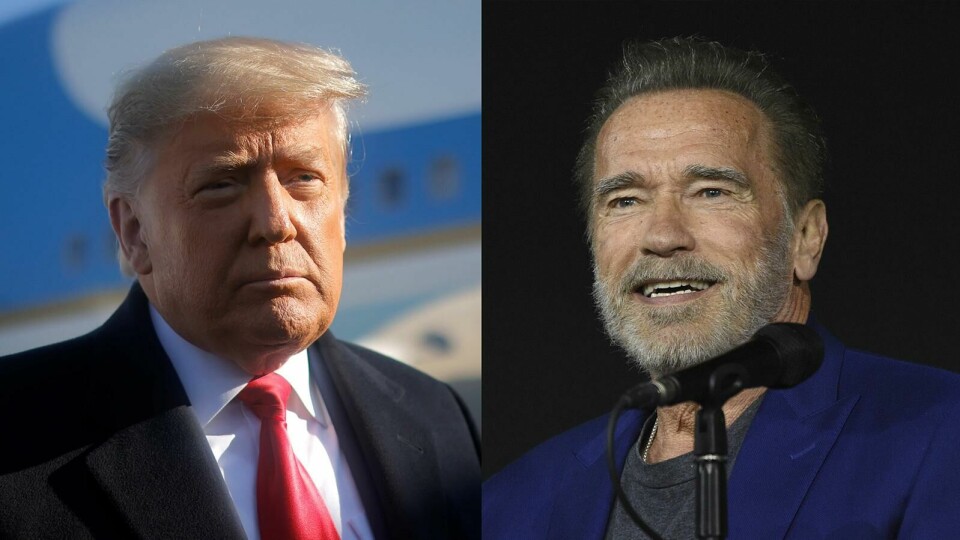 I en video på YouTube får president Donald Trump (t.v.) knallhard kritikk fra Arnold Schwarzenegger, filmskuespiller og tidligere guvernør i California. Foto: NTB A supporter of Democratic president-elect Joe Biden and vice-president Kamala Harris hoists a sign on Black Lives Matter Plaza across from the White House in Washington, DC on November 7, 2020, after Joe Biden was declared the winner of the 2020 presidential election. - Joyous celebrations erupted in Washington on Saturday after Joe Biden was declared winner of the US presidency, as several people poured into the streets of the US capital -- some of them chanting, cheering and singing in front of the White House. Kamala Harris is set to become the first female vice president in the United States' 244-year history. (Photo by Eva HAMBACH / AFP)