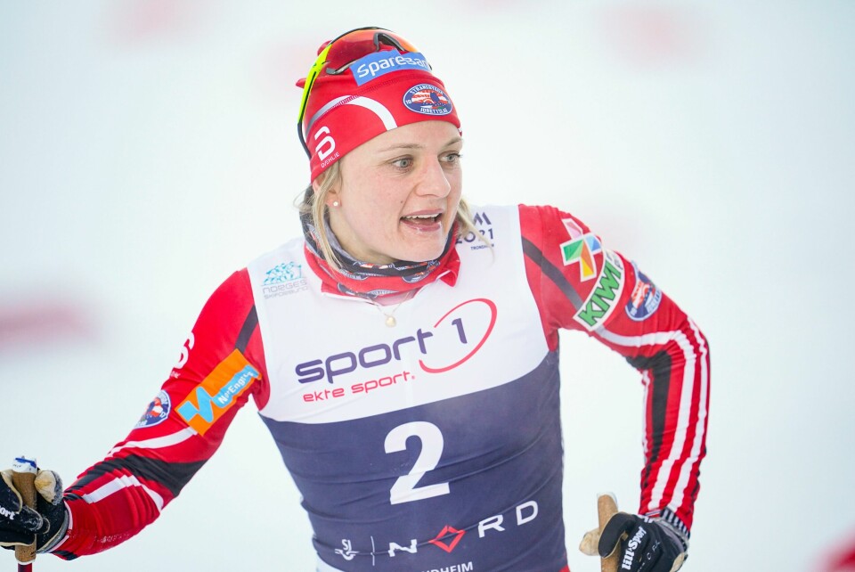 Maiken Caspersen Falla ble norsk mester på sprint i Granåsen. Foto: Ole Martin Wold / NTB Trondheim 20210116. Maiken Caspersen Falla under finalen i sprint i Granåsen.Foto: Ole Martin Wold / NTB