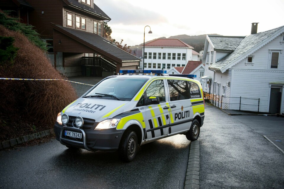 Politiet ved åstedet på Ålgård.