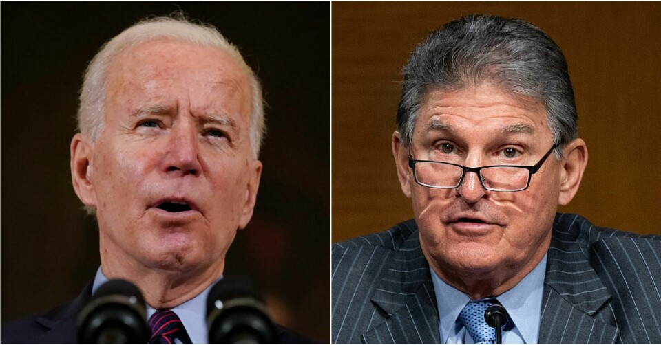 Joe Biden og Joe Manchin. Montasje: AP/AFP/NTB Joe Biden og Joe Manchin. Montasje: AP/AFP/NTB