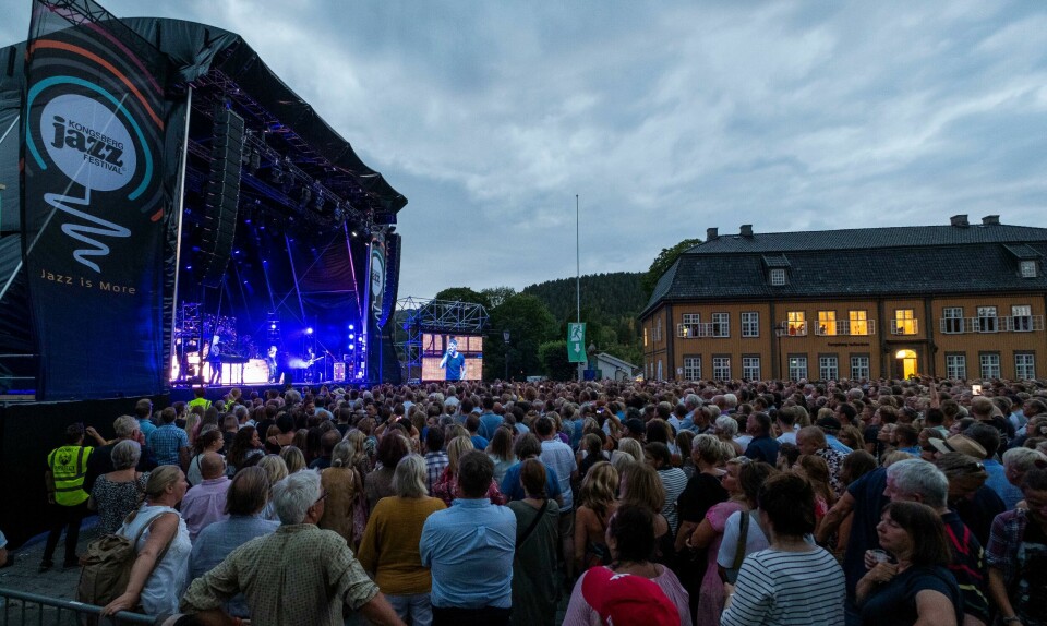 Fra Kongsberg Jazzfestival 2018, konsert med a-ha på bytorget. Kongsberg 20180706.
Fredagens headlinere på Kongsberg Jazzfestival A-ha på scenen. I følge konferansieren for første gang siden 1989.
Foto: Tor Erik Schrøder / NTB