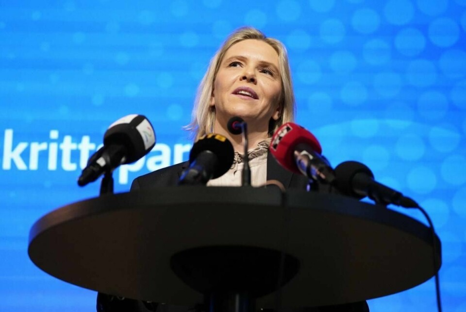 Fremskrittspartiets Sylvi Listhaug på fredagens pressekonferanse.