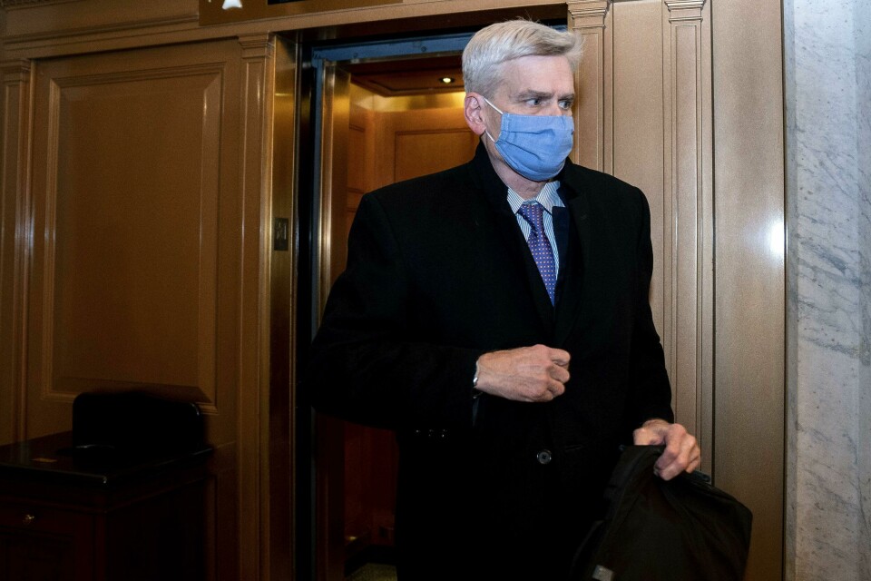 WASHINGTON, DC - FEBRUARY 13: Sen. Bill Cassidy (R-LA) wears a protective mask while departing the U.S. Capitol on February 13, 2021 in Washington, D.C. Former President Donald Trump's second impeachment trial ended in a not guilty verdict on a vote of 57-43, short of the two-thirds majority required. Stefani Reynolds-Pool/Getty Images/AFP== FOR NEWSPAPERS, INTERNET, TELCOS & TELEVISION USE ONLY == WASHINGTON, DC - FEBRUARY 13: Sen. Bill Cassidy (R-LA) wears a protective mask while departing the U.S. Capitol on February 13, 2021 in Washington, D.C. Former President Donald Trump's second impeachment trial ended in a not guilty verdict on a vote of 57-43, short of the two-thirds majority required. Stefani Reynolds-Pool/Getty Images/AFP== FOR NEWSPAPERS, INTERNET, TELCOS & TELEVISION USE ONLY ==