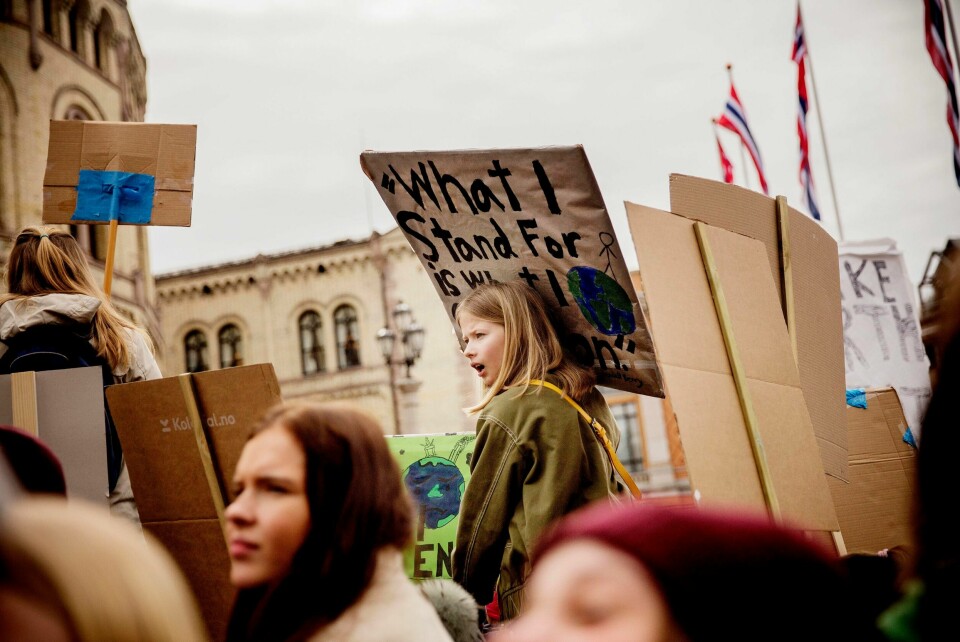 Barn og unge streiker utenfor Stortinget i 2020. Barn og unge streiker utenfor stortinget i 2020.