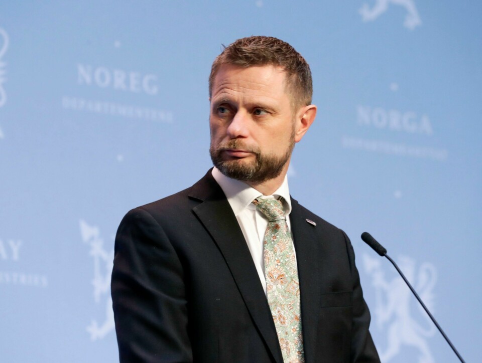 Helse- og omsorgsminister Bent Høie under pressekonferanse om koronasituasjonen i forbindelse med påskeferie