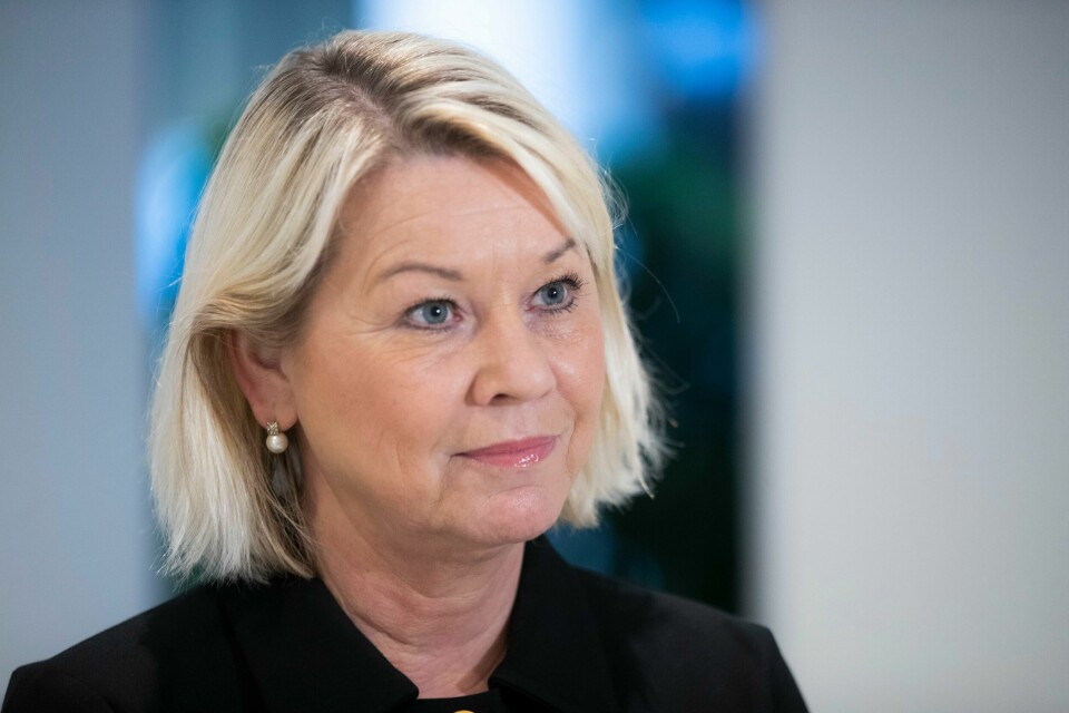 Justis- og beredskapsminister Monica Mæland (H) informerte om de nye reglene på en pressekonferanse sist fredag. Foto: Berit Roald / NTB