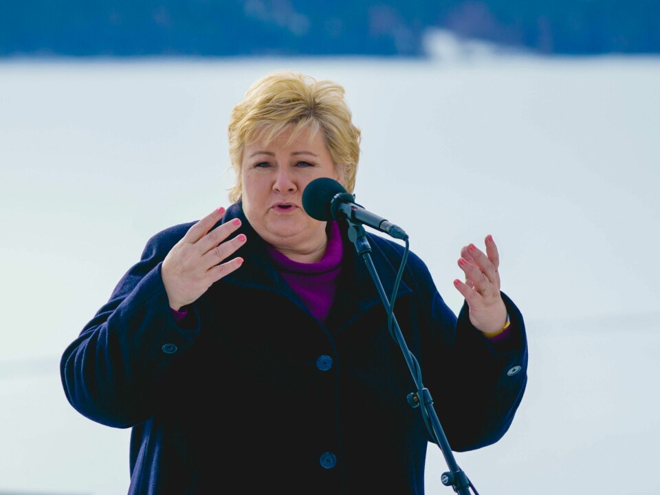 Statsminister Erna Solberg, her fra pressekonferansen før regjeringens budsjettkonferanse på Hurdalssjøen hotell. I vinterferien var hun på Geilo – og brøt sammen med familien smittevernreglene, noe hun beklager. Statsminister Erna Solberg