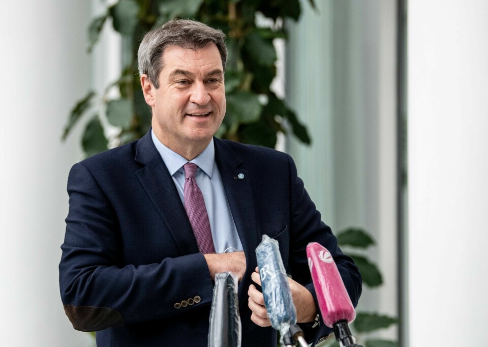Markus Söder, leder for det tyske borgerlige partiet CSU i Bayern. Markus Söder, leder for det tyske borgerlige partiet CSU i Bayern, holder pressekonferanse i november 2020.