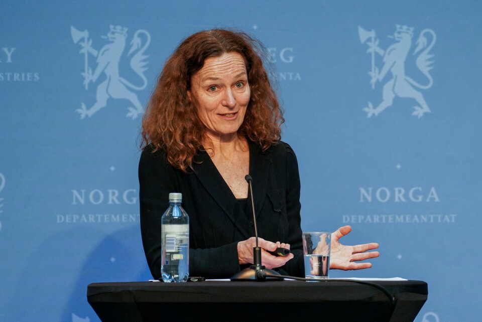 Direktør i Folkehelseinstituttet Camilla Stoltenberg Oslo 20200406. Direktør i Folkehelseinstituttet, Camilla Stoltenberg under den daglige pressekonferansen om koronasituasjonen.Foto: Ole Berg-Rusten / NTB scanpix