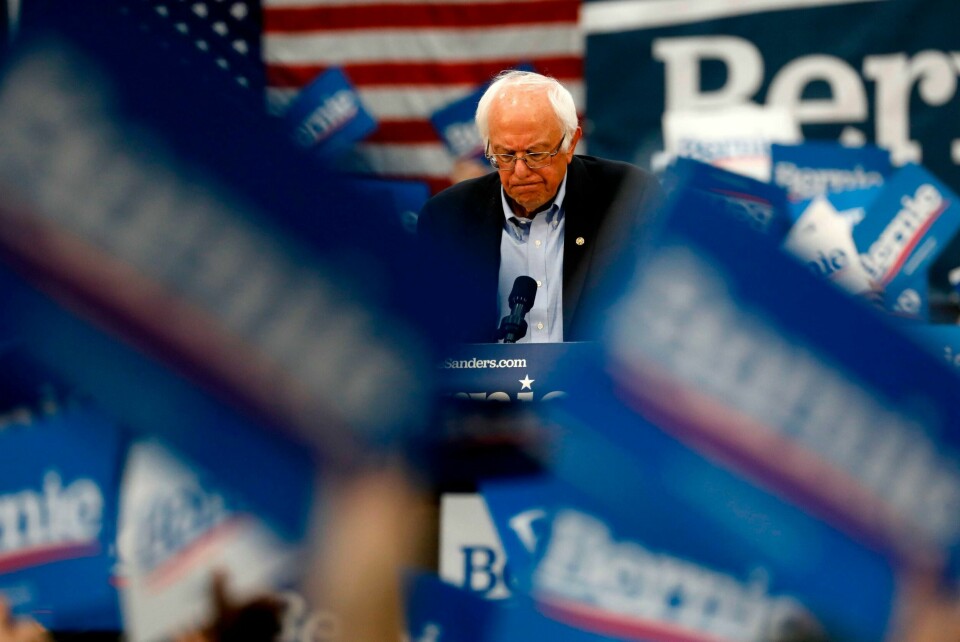 (FILES) In this file photo Democratic presidential hopeful US Senator Bernie Sanders (I-VT) speaks during a campaign rally at Cass Technical High School in Detroit, Michigan, on October 27, 2019. - Senator Bernie Sanders on April 8, 2020 during an all staff conference call announced that he is suspending his campaign for president. (Photo by JEFF KOWALSKY / AFP)