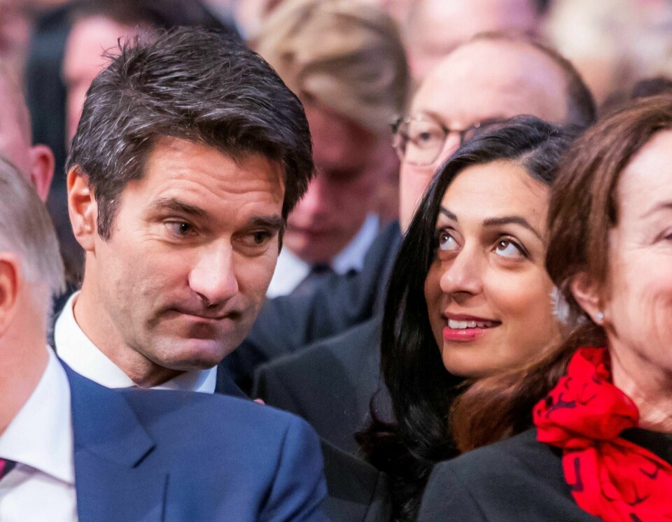 Kristian Skard og Hadia Tajik har bestemt seg for å utsette det planlagte bryllupet. Her er paret under utdelingen av Nobels fredspris i 2018. Foto: Håkon Mosvold Larsen, NTB Scanpix