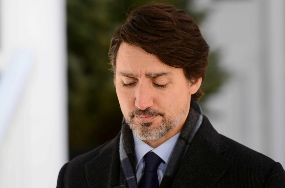 Statsminister Justin Trudeau, her under en tale om koronaviruset 23. april, varslet fredag forbud som omfatter en rekke våpenmodeller.