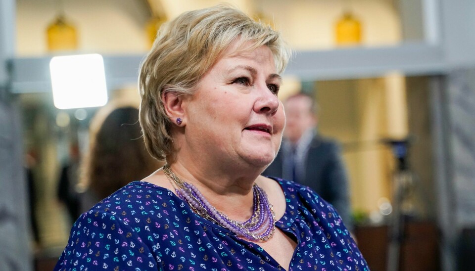 Statsminister Erna Solberg under Regjeringens pressekonferanse om gjenåpning av samfunnet.